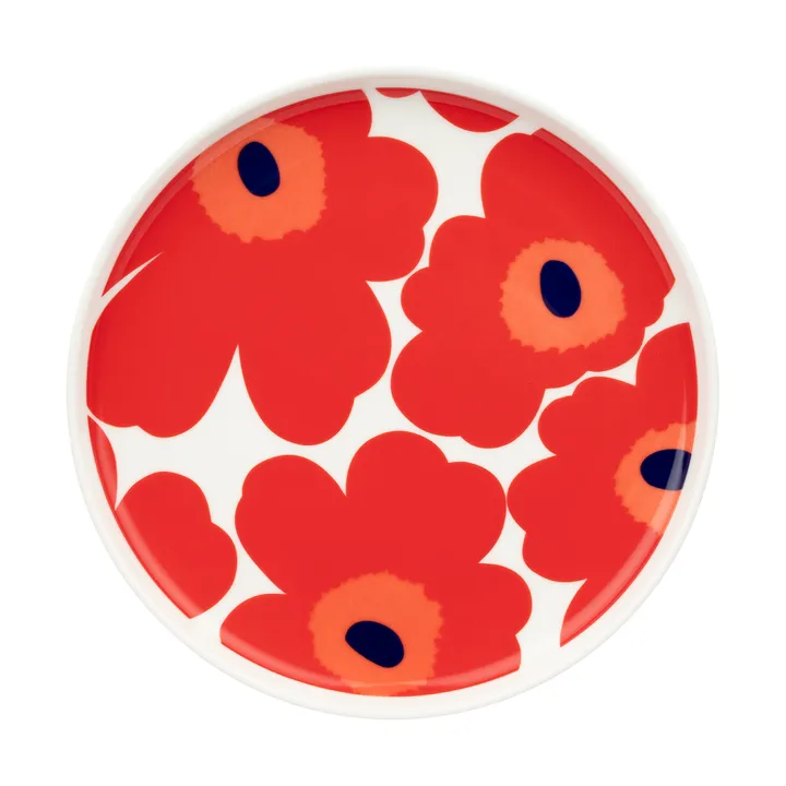 Unikko Teller Ø20cm - White-red-blue - Marimekko