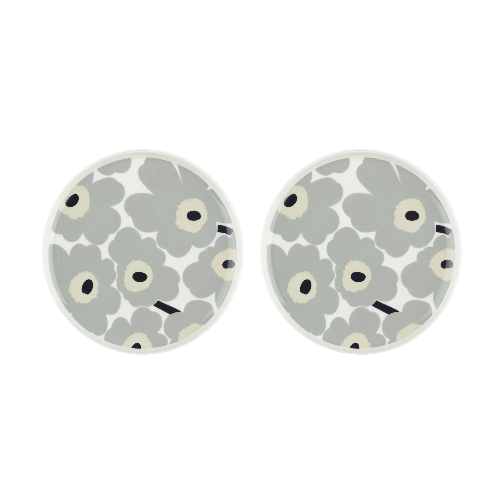 Unikko Teller Ø25 cm 2er-Pack, White-light grey-sand-dark blue Marimekko