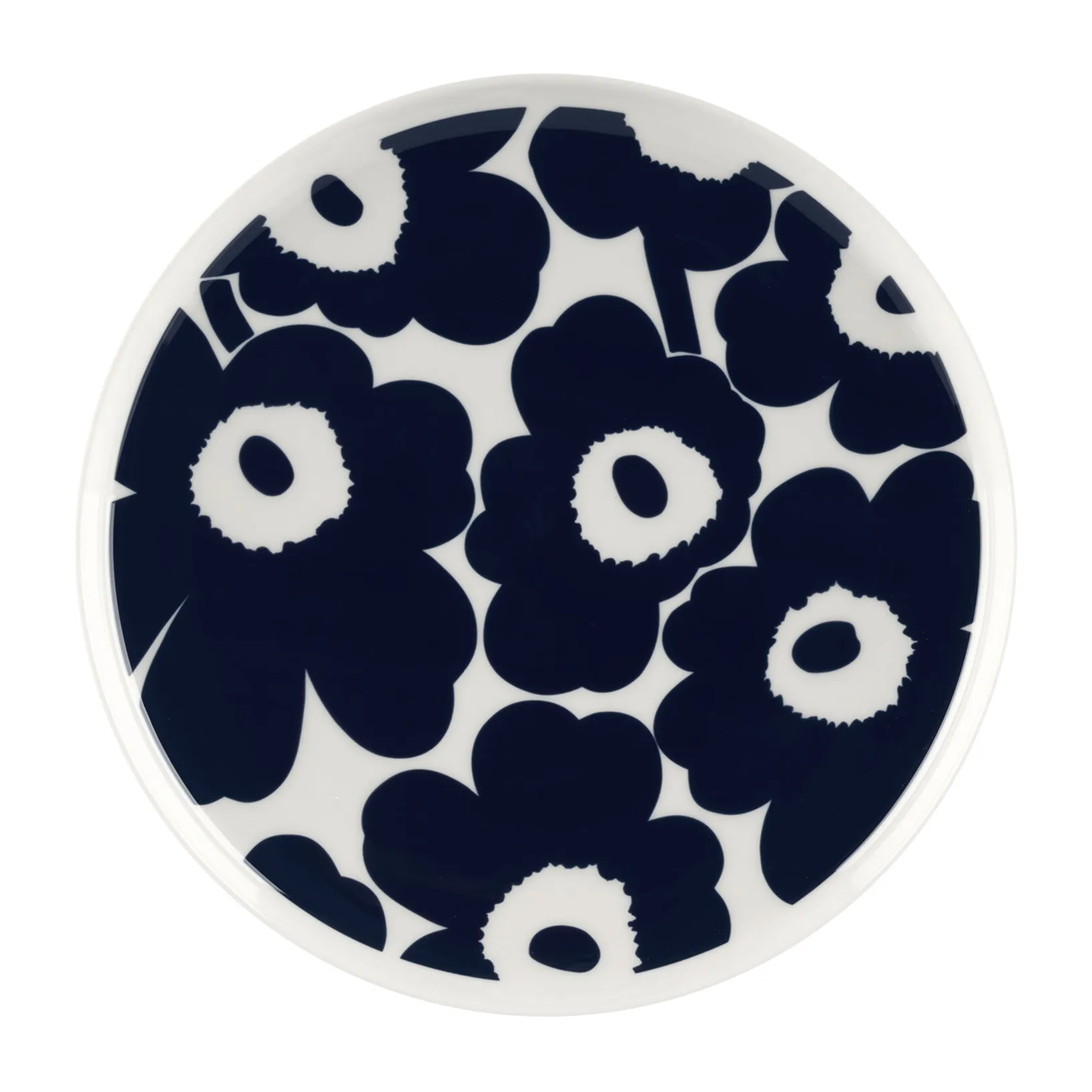 Unikko Teller Ø25cm, Weiß-Dunkelblau Marimekko
