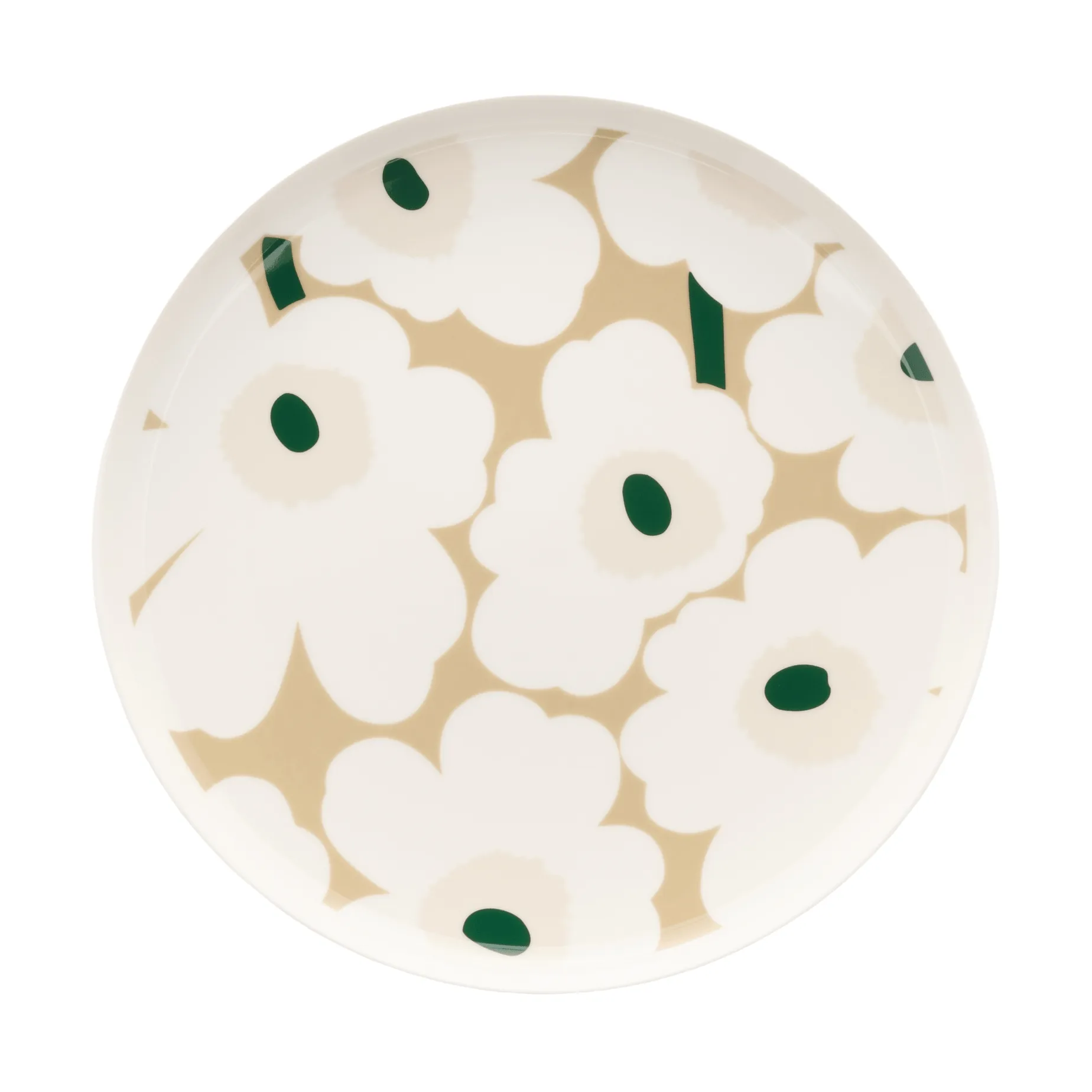 Unikko Teller Ø25cm, White-beige-light sand-dark green Marimekko