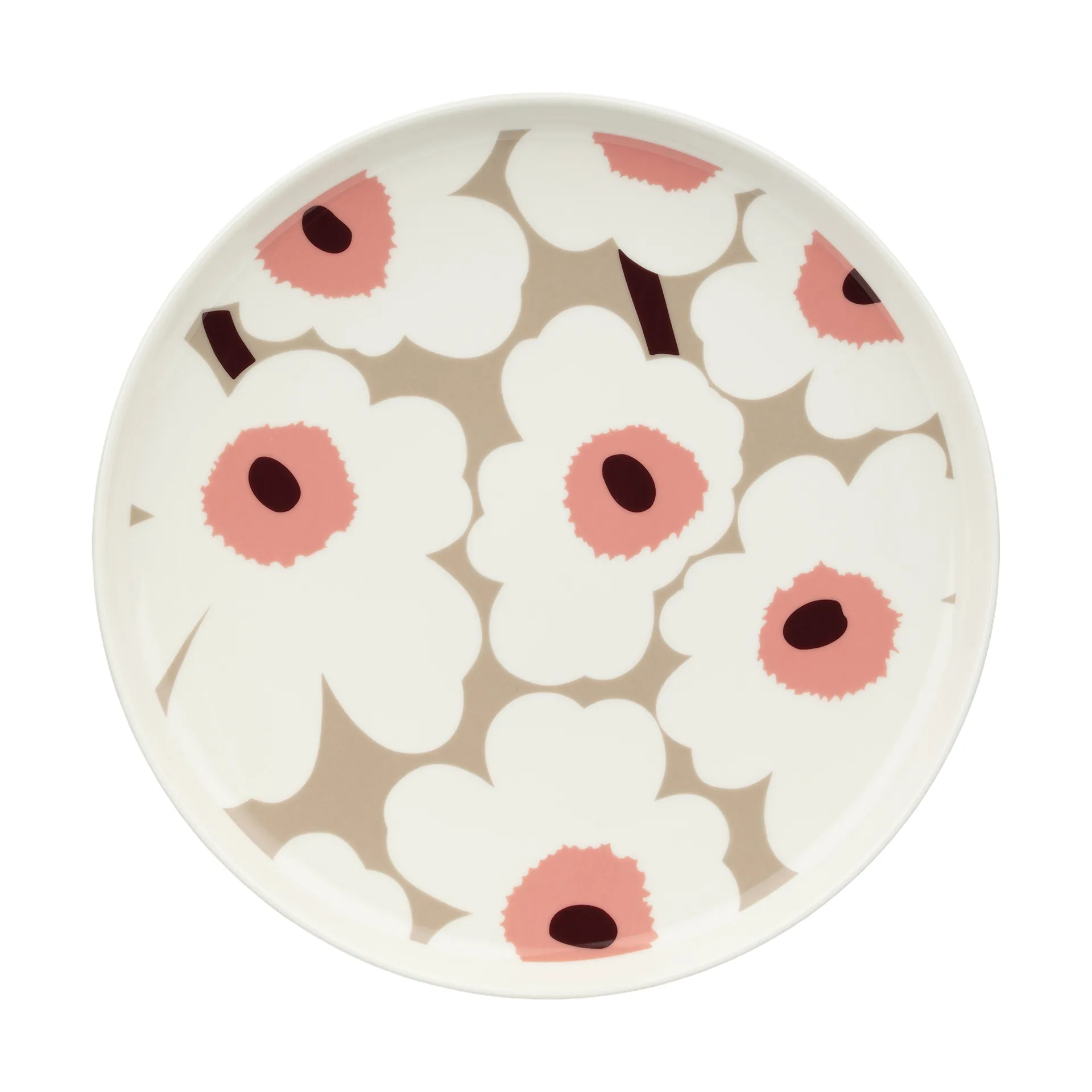 Unikko Teller Ø25cm, White-clay-powder-dark wine Marimekko
