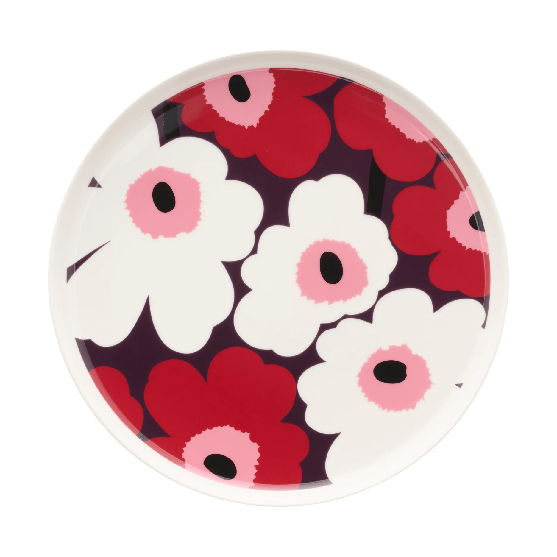 Unikko Teller Ø25cm, White-plum-cranberry-pink Marimekko