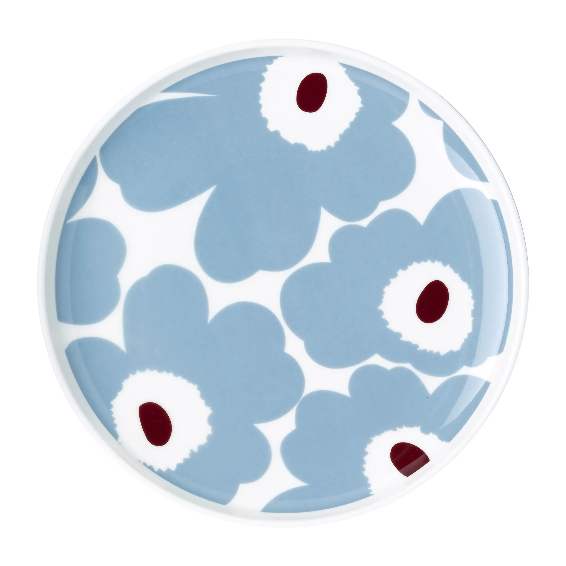 Unikko Teller weiß-blaugrau-weinrot, Ø20cm Marimekko
