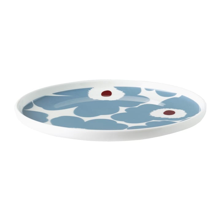 Unikko Teller weiß-blaugrau-weinrot, Ø20cm Marimekko