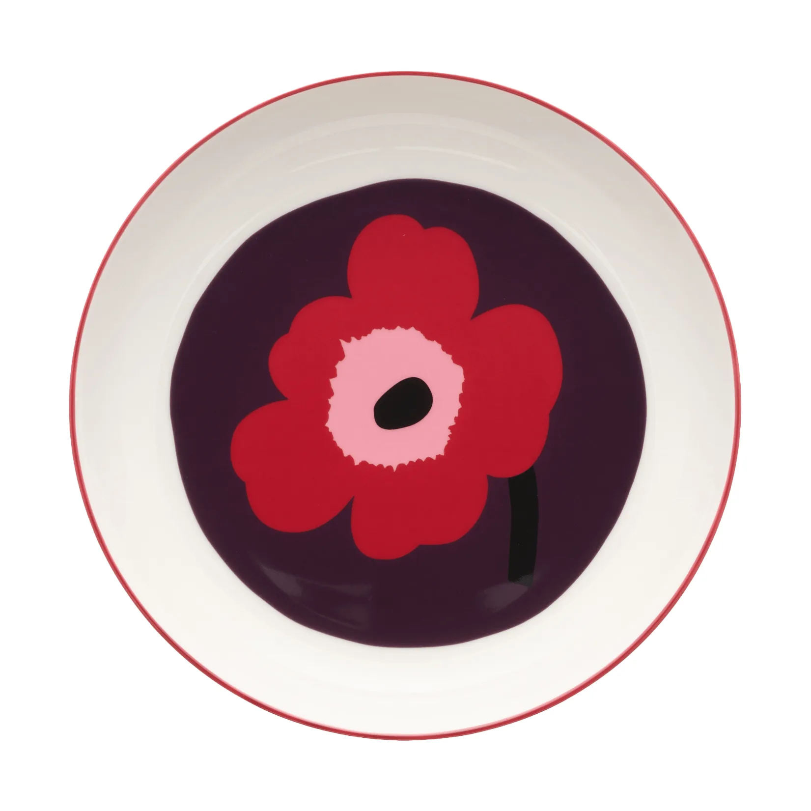 Unikko tiefer Teller Ø20,5 cm, White-plum-cranberry-pink Marimekko