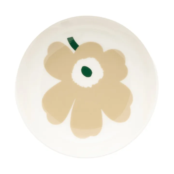 Unikko tiefer Teller - Beige-Weiß-Hellbeige-Dunkelgrün - Marimekko
