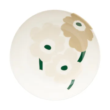 Unikko tiefer Teller - Beige-Weiß-Hellbeige-Dunkelgrün - Marimekko