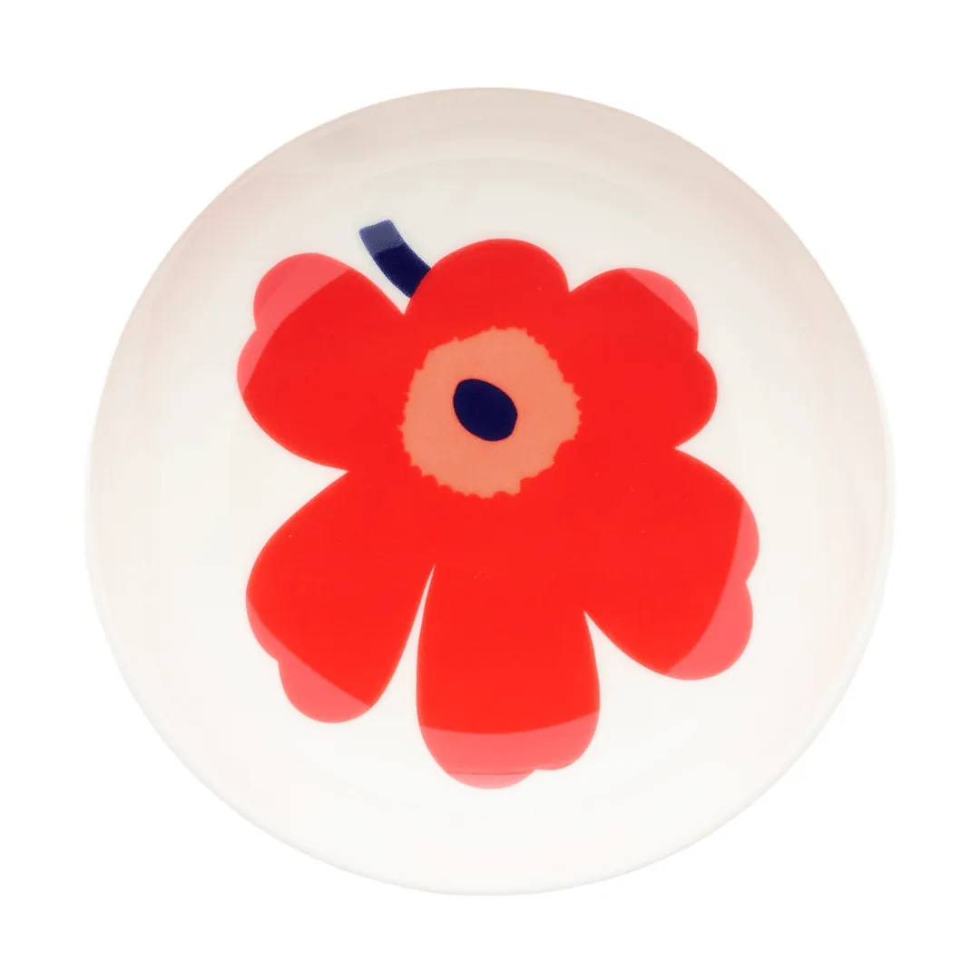 Unikko tiefer Teller, Weiß-Rot-Blau Marimekko