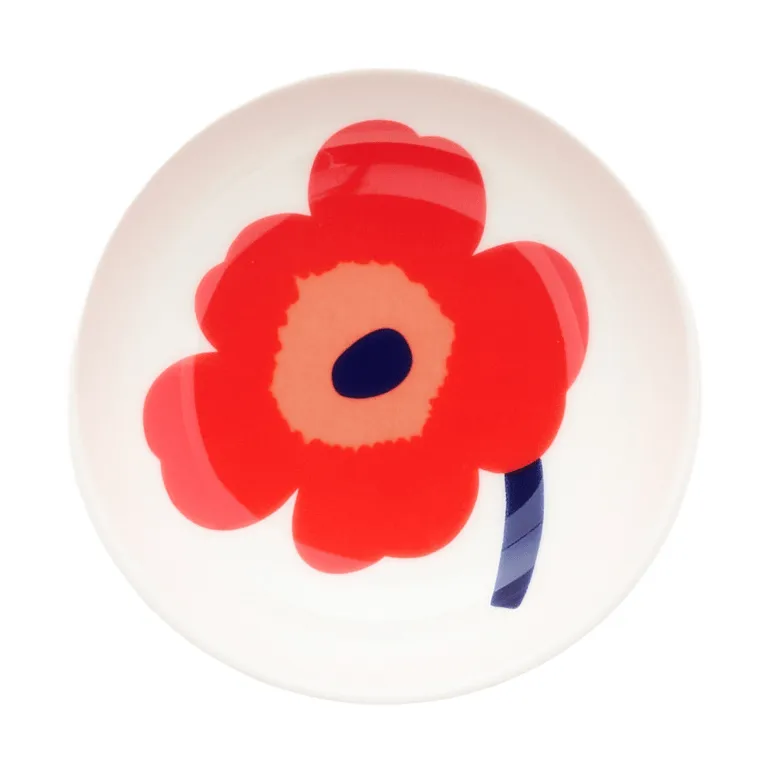 Unikko tiefer Teller, Weiß-Rot-Blau Marimekko