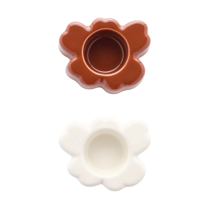 Unikko Windlicht 3x10 cm, 2 Teile - Weiß/Kastanie - Marimekko