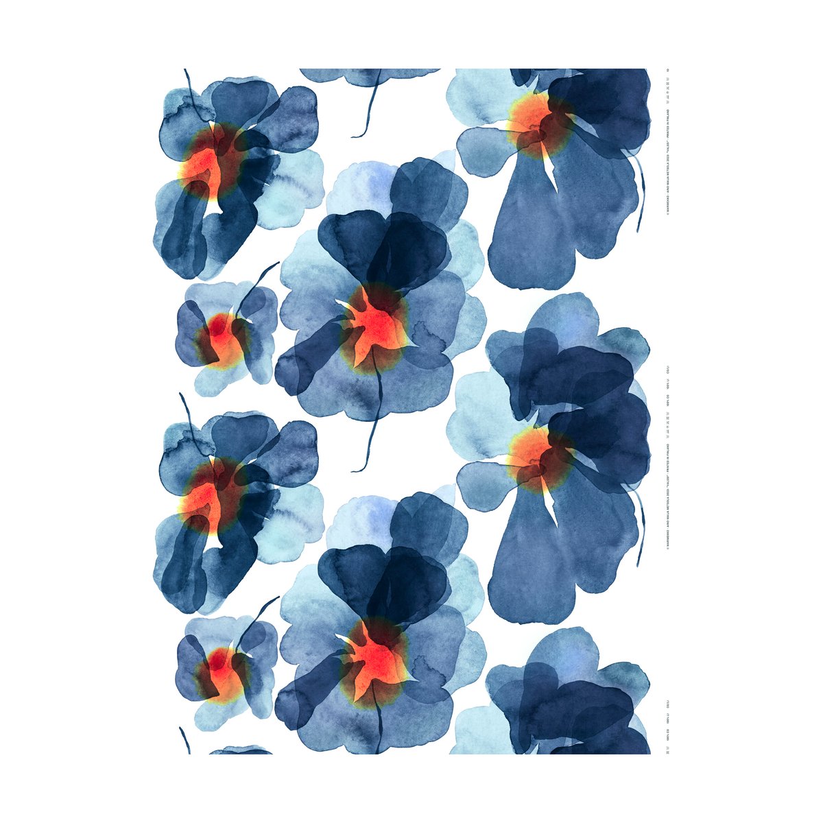 Marimekko Valssi Baumwollstoff White-dark blue-orange