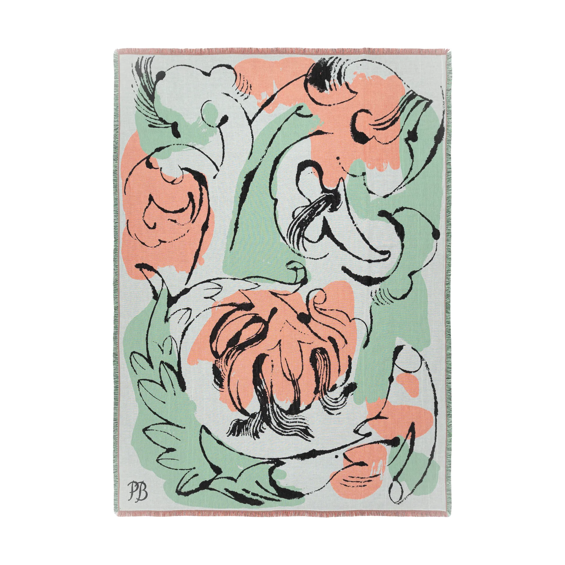 Vildstjälk Tagesdecke 130x180 cm, Offwhite-dark blue- orange-red Marimekko