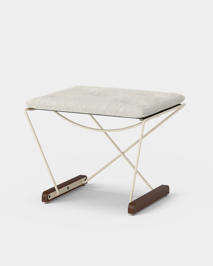Spark Fußhocker, Ivory-walnussgebeizte Buche, Romo Ruskin Quill 7757/10 Massproductions