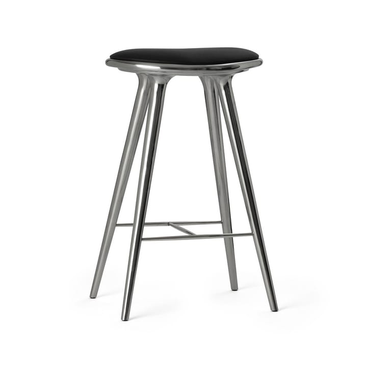 High stool Essen Barhocker hoch 74 cm - Leder schwarz, Aluminium-Stativ - Mater