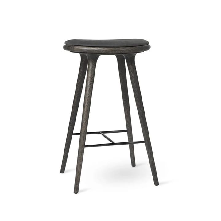 Mater high stool Barhocker niedrig 69 cm - Leder schwarz, Eiche Sirka Grey - Mater