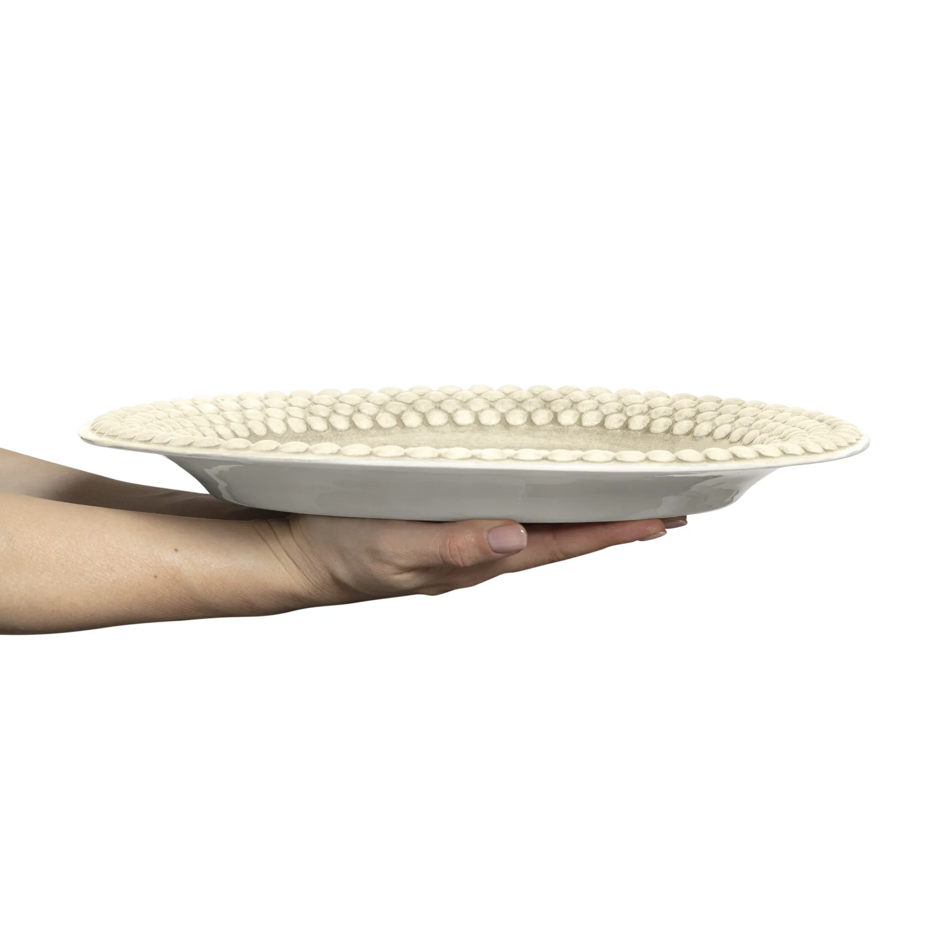 Bubbles ovaler Teller 35cm, Sand Mateus