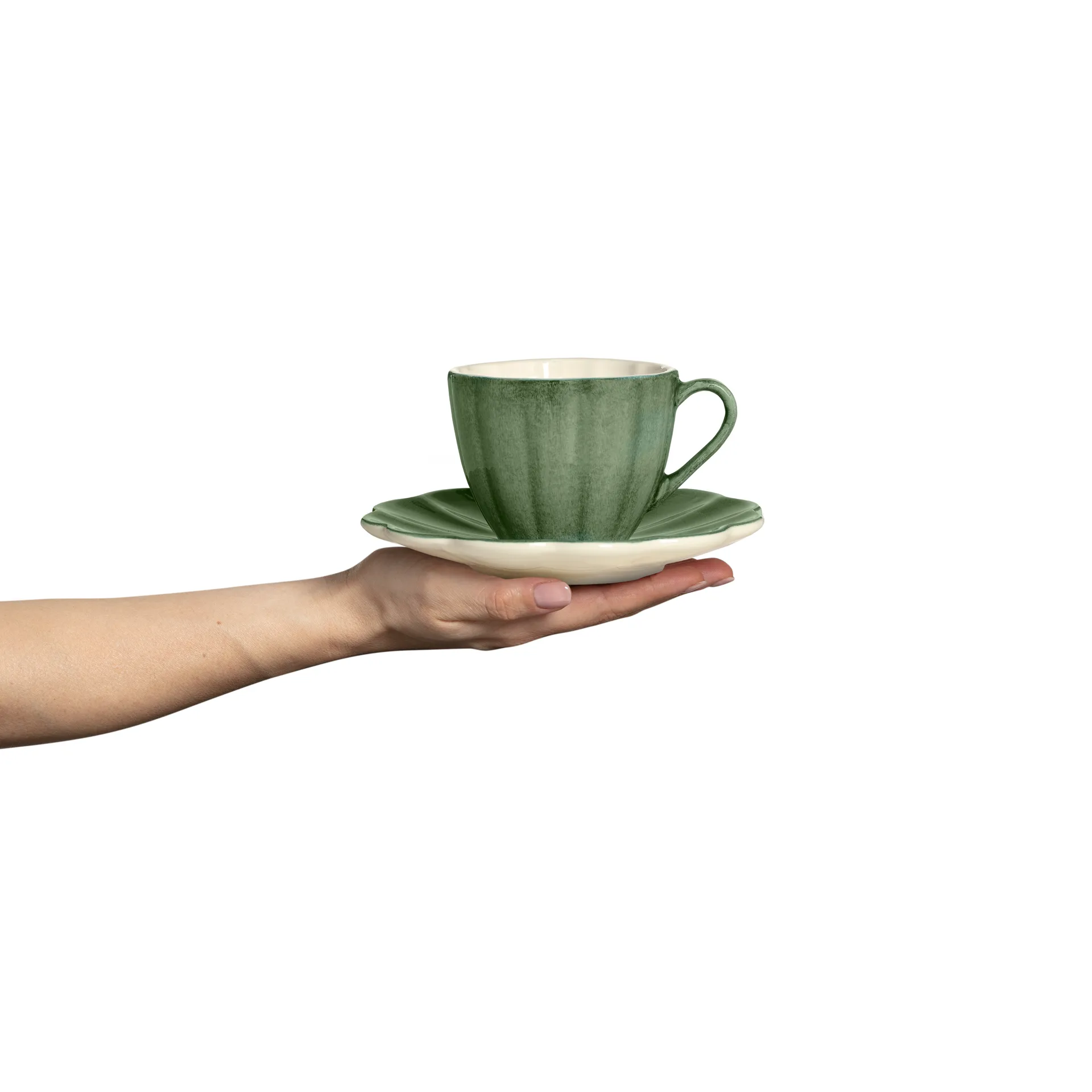Oyster Tasse mit Untertasse 25 cl, Forest green Mateus