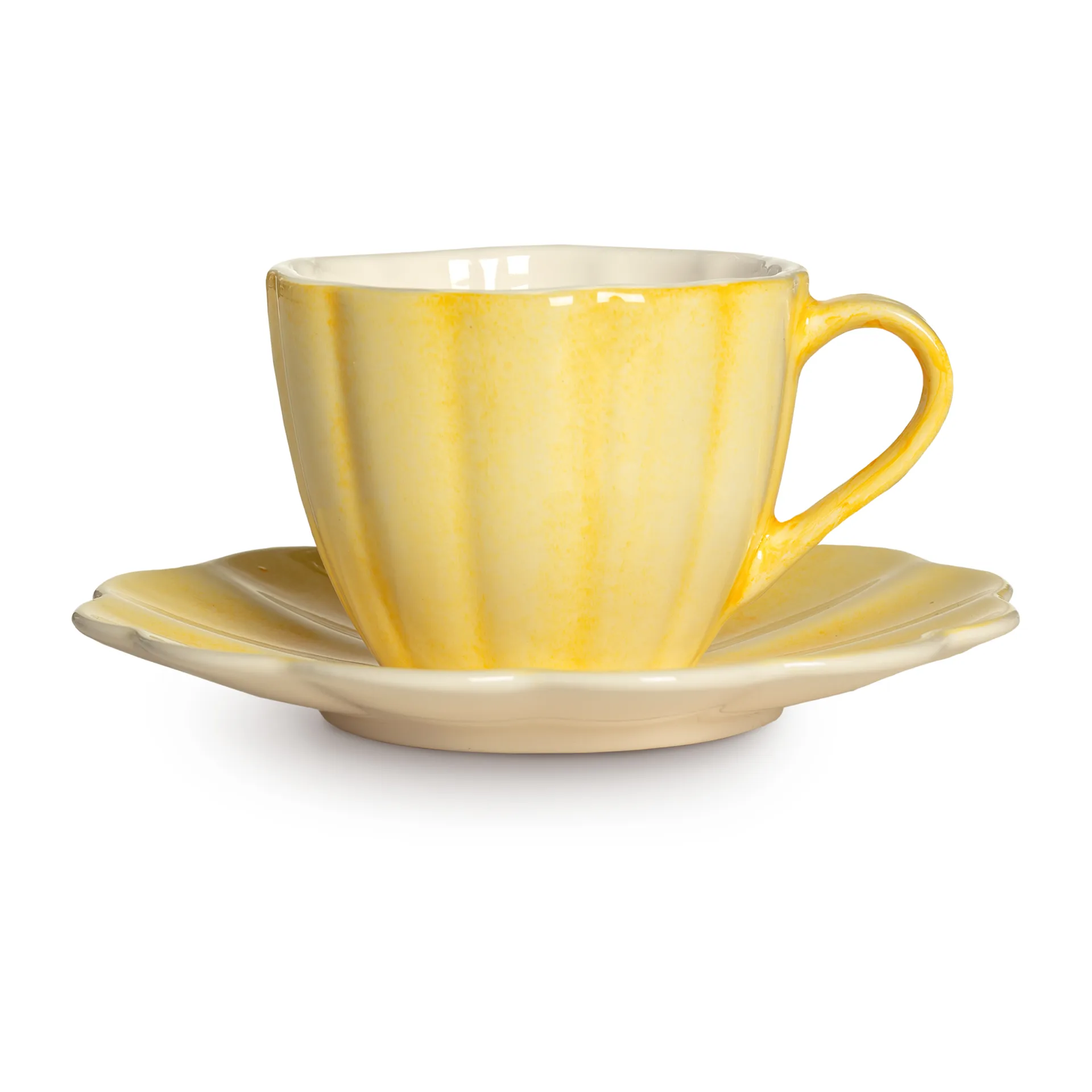 Oyster Tasse mit Untertasse 25 cl, Gelb Mateus