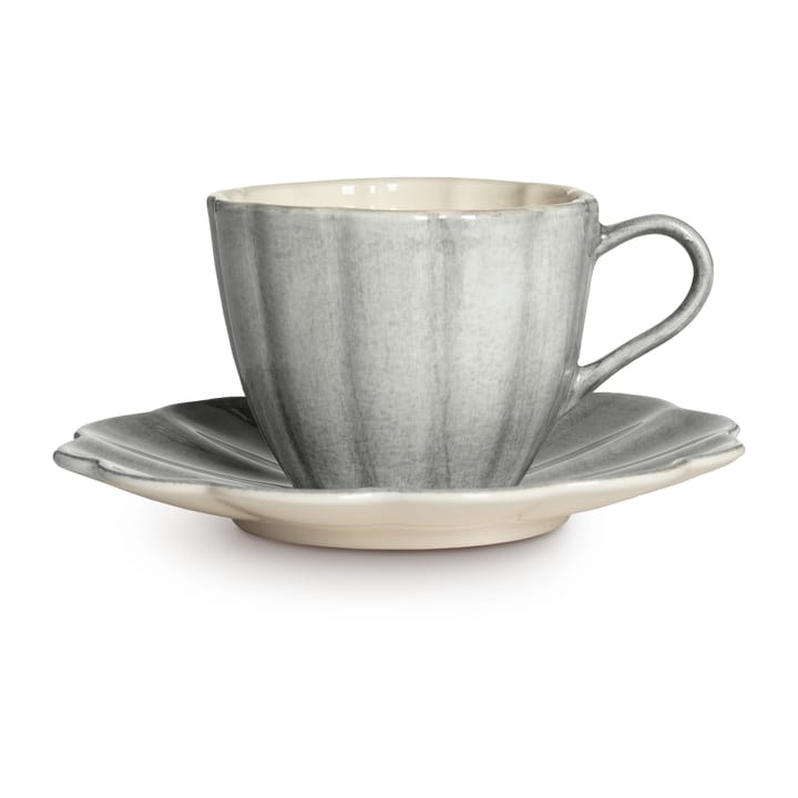 Oyster Tasse mit Untertasse 25 cl - Grau - Mateus