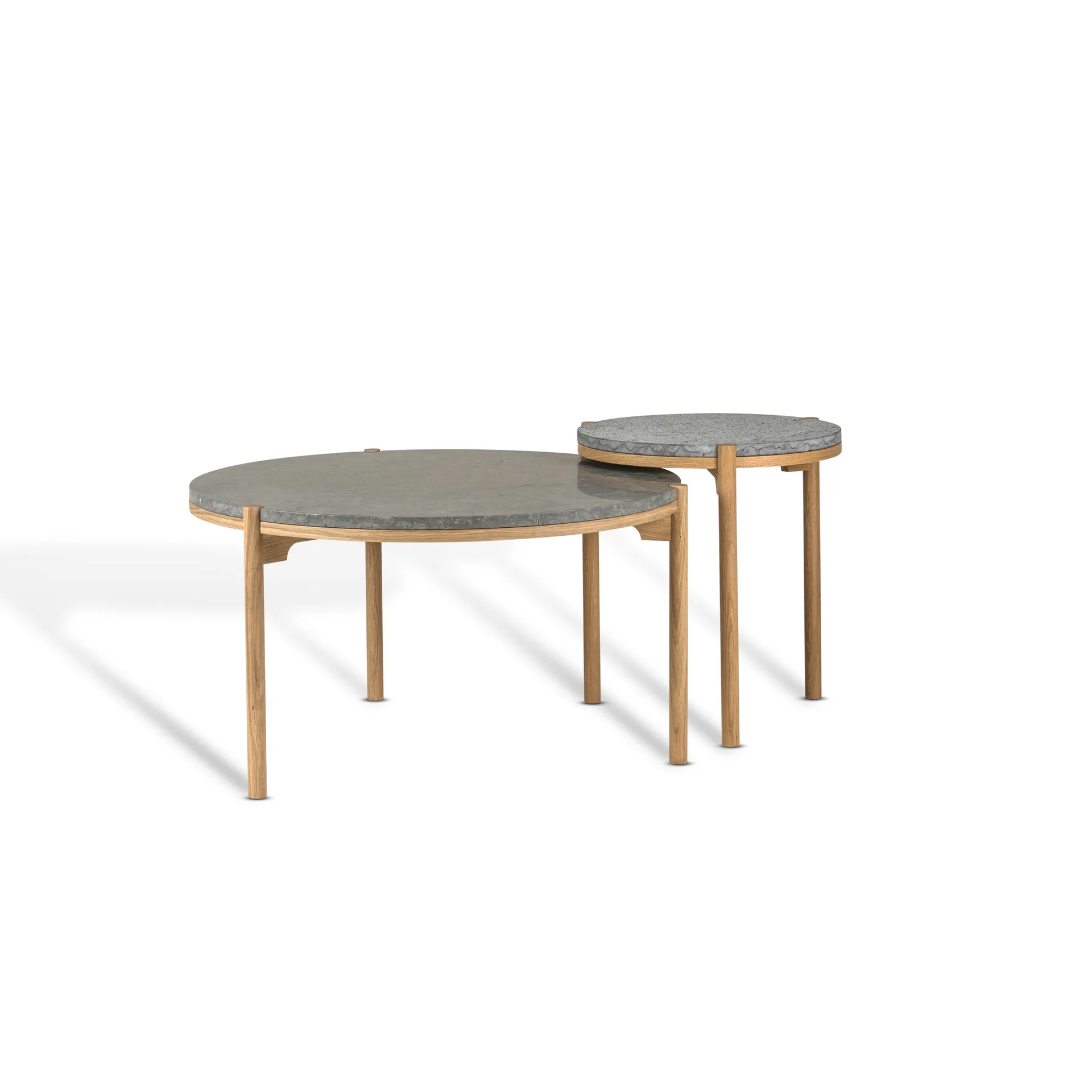 Dondo Beistelltisch weiß pigmentierte Eiche Ø45 cm, Gehobelter Kalkstein Mavis