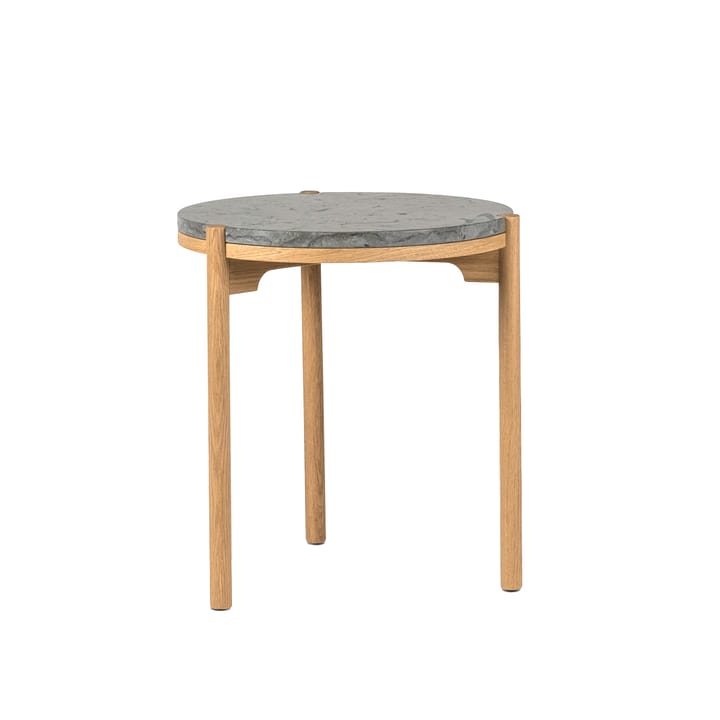 Dondo Beistelltisch weiß pigmentierte Eiche Ø45 cm - Geschliffener Kalkstein - Mavis