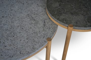 Dondo Beistelltisch weiß pigmentierte Eiche Ø45 cm - Geschliffener Kalkstein - Mavis
