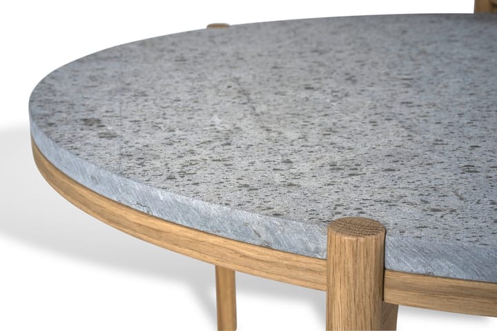 Dondo Couchtisch weiß pigmentierte Eiche Ø80 cm, Gehobelter Kalkstein Mavis