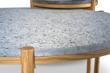 Dondo Couchtisch weiß pigmentierte Eiche Ø80 cm - Gehobelter Kalkstein - Mavis