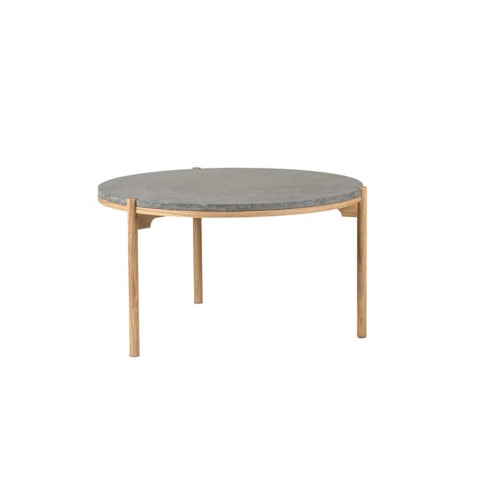 Dondo Couchtisch weiß pigmentierte Eiche Ø80 cm - Geschliffener Kalkstein - Mavis