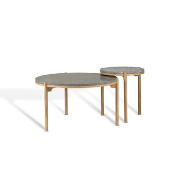 Dondo Couchtisch weiß pigmentierte Eiche Ø80 cm - Geschliffener Kalkstein - Mavis