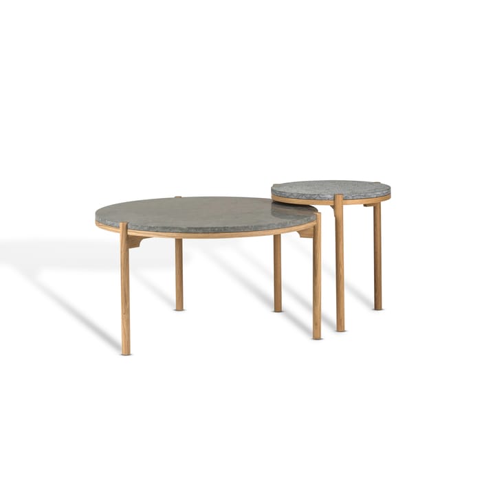 Dondo Couchtisch weiß pigmentierte Eiche Ø80 cm, Geschliffener Kalkstein Mavis