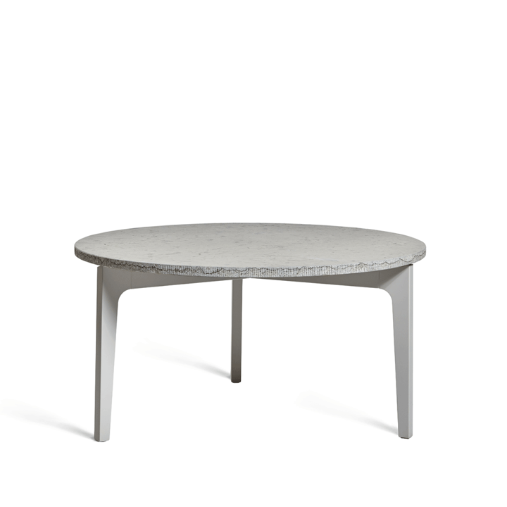 Höllviken Beistelltisch Ø80 cm - Kalkstein, hellgraßer Ständer - Mavis