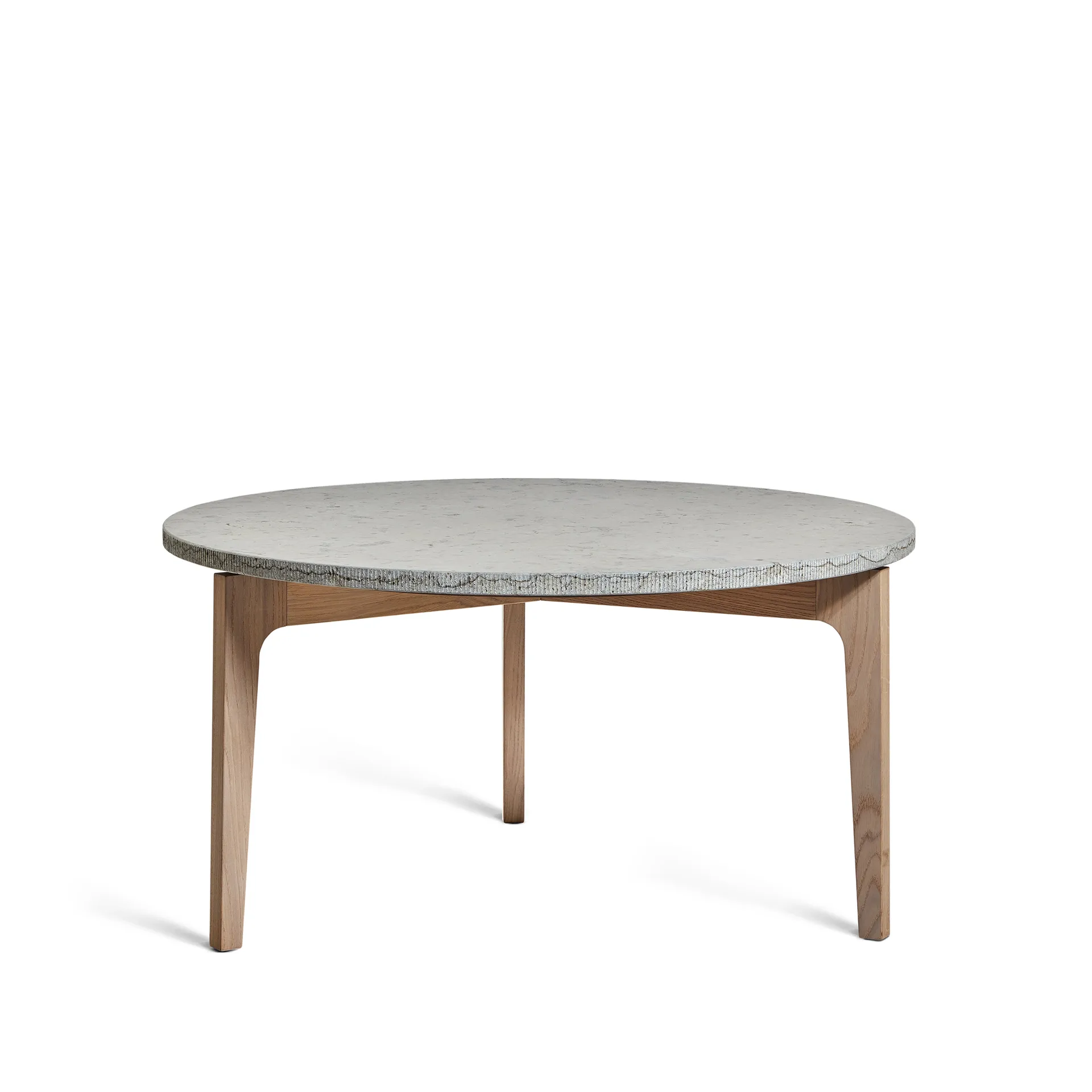 Höllviken Beistelltisch Ø80 cm, Kalkstein-weiß pigmentierte Eichenbeine Mavis
