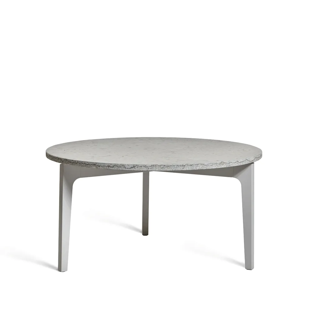 Höllviken Couchtisch Ø80 cm, Kalkstein, hellgraßer Ständer Mavis