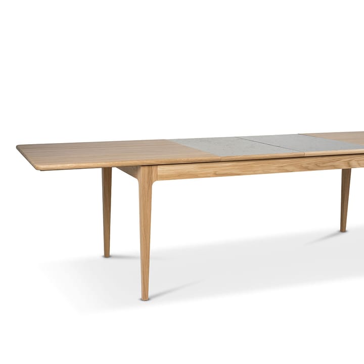 Höllviken Esstisch, Eiche weißpigmentiert mattlack-1 Einlage-beige MDF á 50 cm Mavis