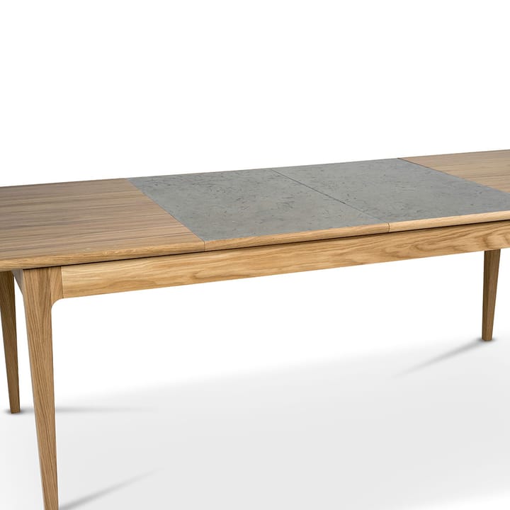 Höllviken Esstisch, Eiche weißpigmentiert mattlack-1 Einlage-beige MDF á 50 cm Mavis