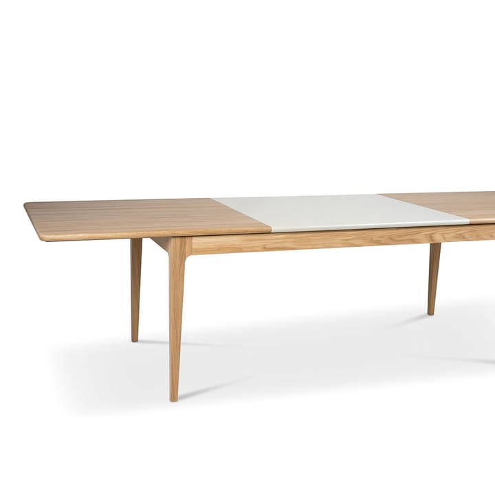 Höllviken Esstisch, Eiche weißpigmentiert mattlack-1 Einlage-beige MDF á 50 cm Mavis