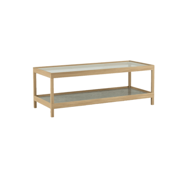 Ima Couchtisch 125x50 cm - Weißpigmentierte, mattlackierte Eiche, Kalkstein - Mavis