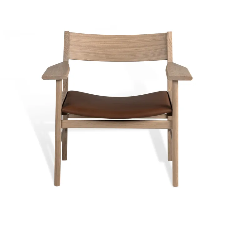 Siza Loungesessel - Weiß-pigmentierte mattlackierte Eiche-Cognac Tärnsjö Leder - Mavis