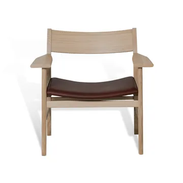 Siza Loungesessel - Weißpigment. mattlackierte Eiche-mocca Tärnsjöleder - Mavis