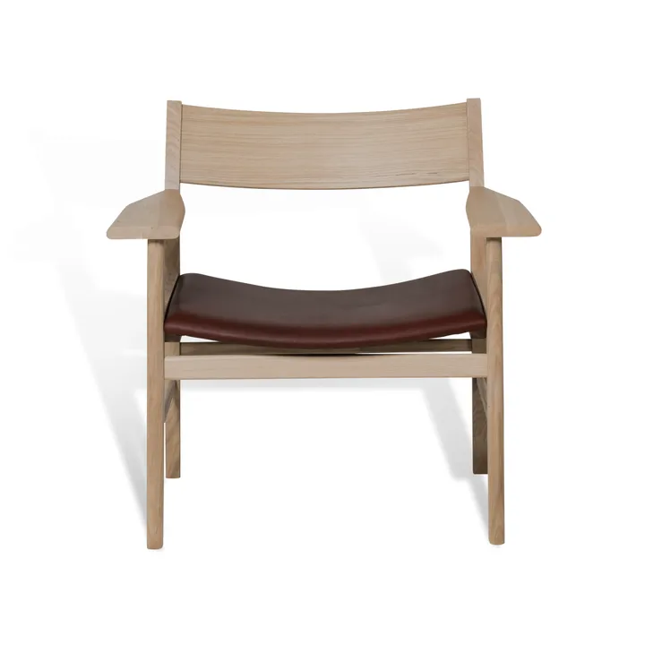 Siza Loungesessel - Weißpigment. mattlackierte Eiche-mocca Tärnsjöleder - Mavis