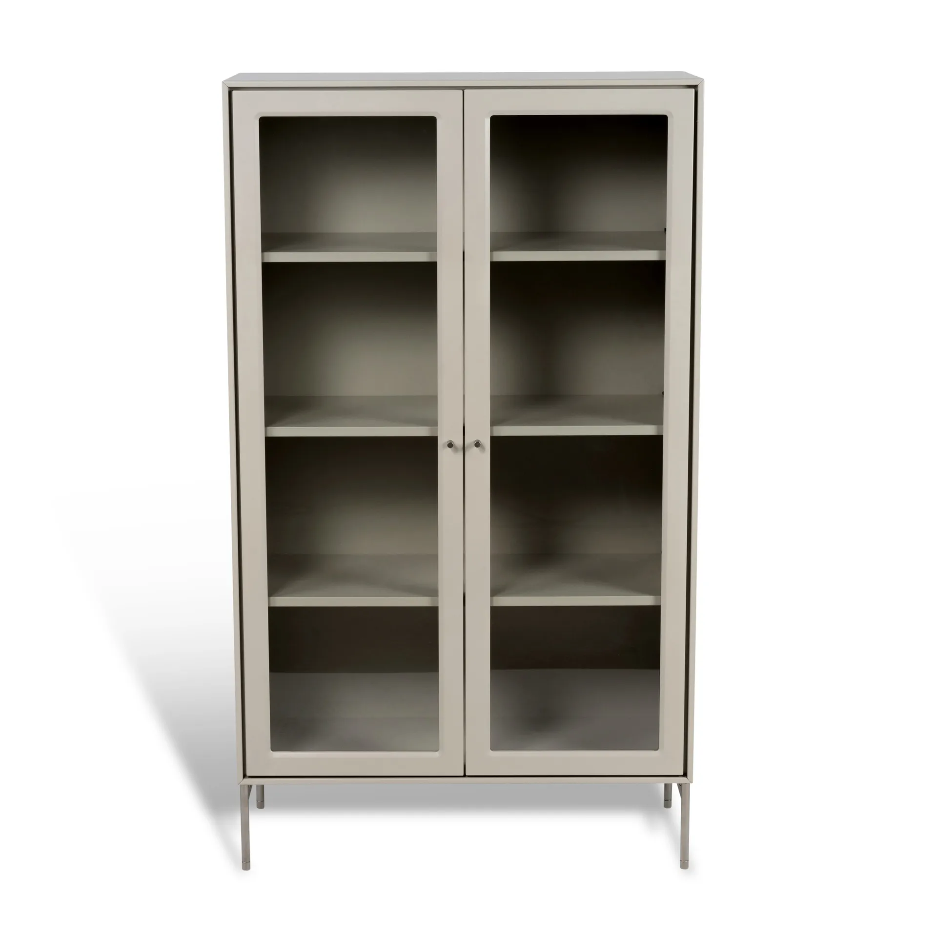 Volt Vitrinenschrank 130 cm beige, Details aus rostfreiem Stahl Mavis