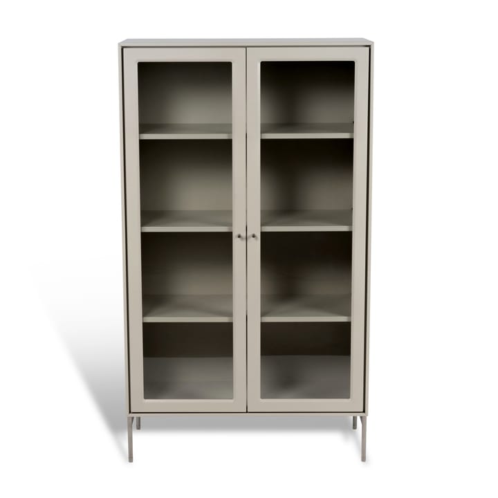 Volt Vitrinenschrank 130 cm beige - Details aus rostfreiem Stahl - Mavis