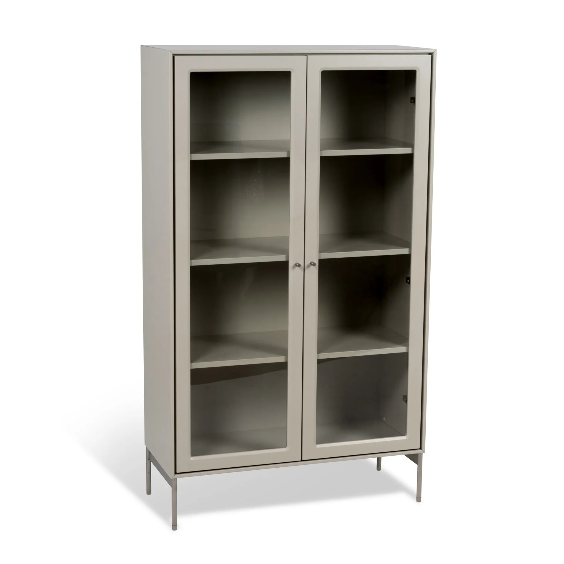 Volt Vitrinenschrank 130 cm beige, Details aus rostfreiem Stahl Mavis