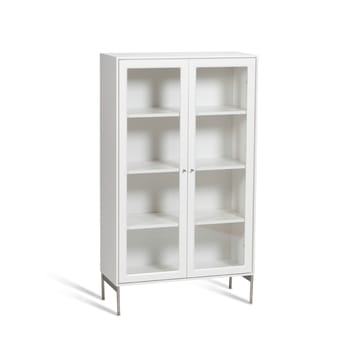 Volt Vitrinenschrank 130 cm Weißlack - Details aus rostfreiem Stahl - Mavis
