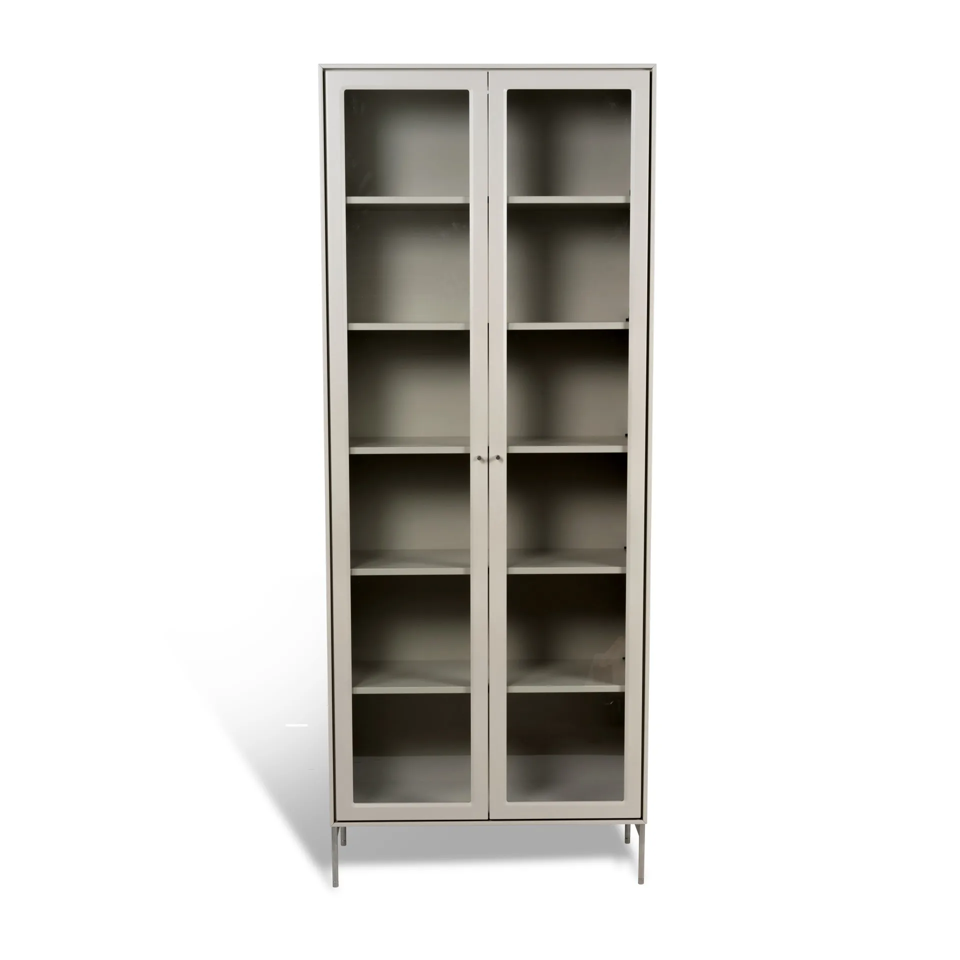 Volt Vitrinenschrank 190 cm beige, Details aus rostfreiem Stahl Mavis