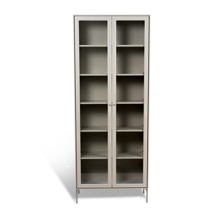 Volt Vitrinenschrank 190 cm beige - Details aus rostfreiem Stahl - Mavis