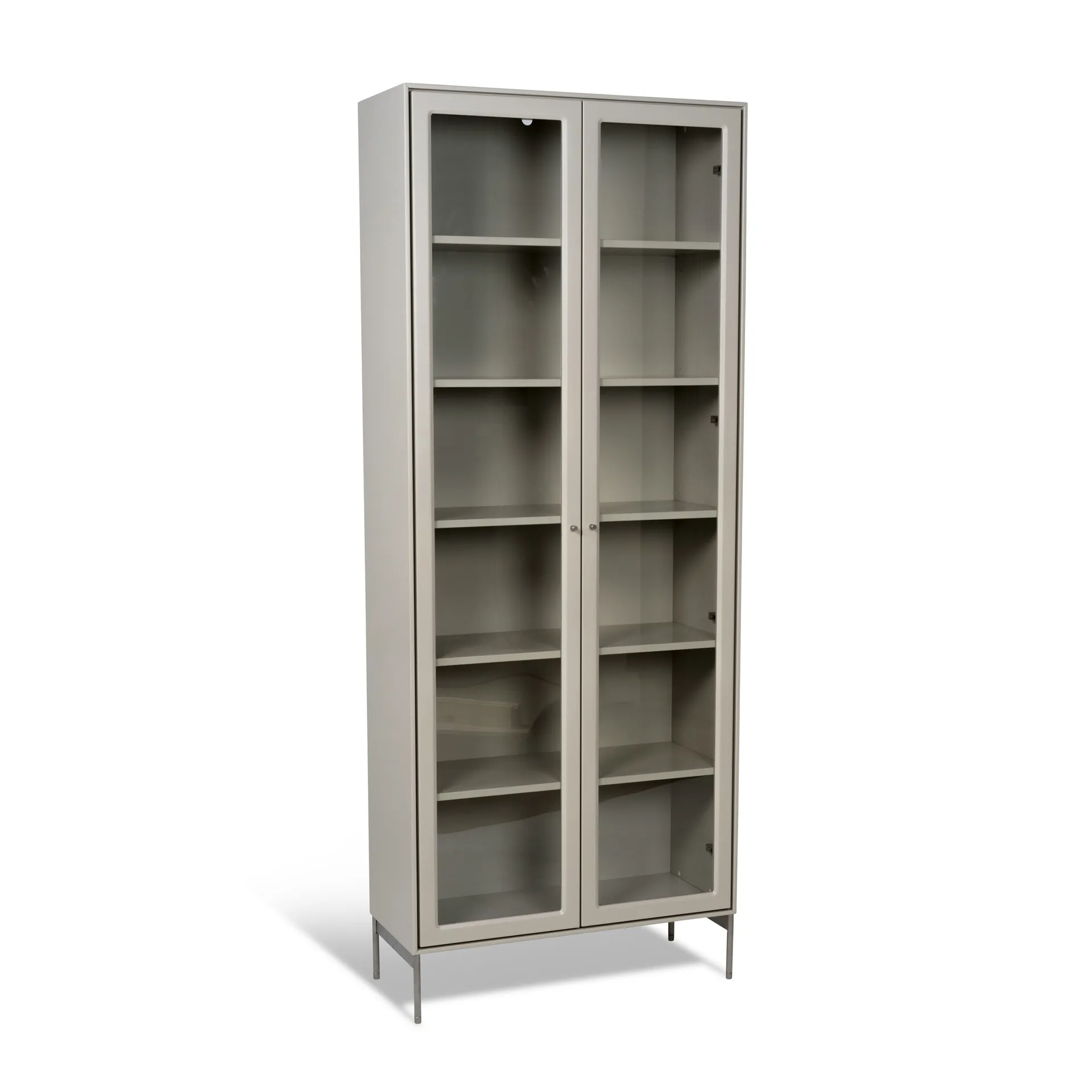 Volt Vitrinenschrank 190 cm beige, Details aus rostfreiem Stahl Mavis