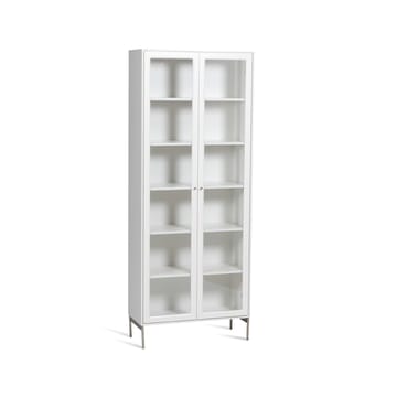 Volt Vitrinenschrank 190 cm weißlack - Details aus rostfreiem Stahl - Mavis