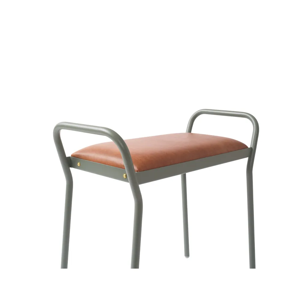Anyone Hocker, Green-grey/Vintage Cognac Maze